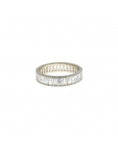 White gold plated eternity ring with white baguette-cut zircons in 925 silver (Size 12)