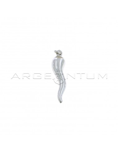Horn pendant 42x10 mm white gold plated in 925 silver