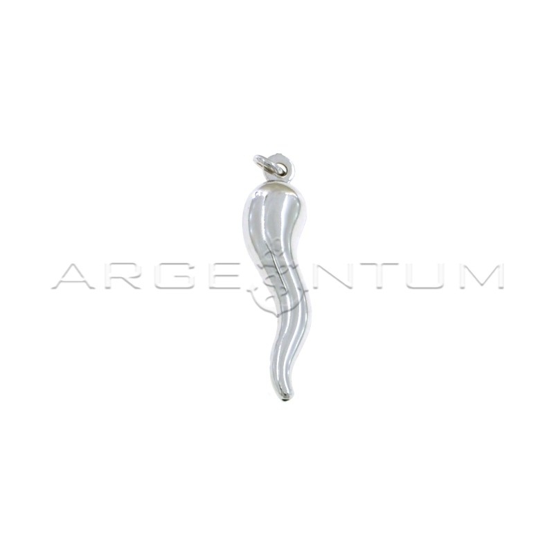 Horn pendant 42x10 mm white gold plated in 925 silver