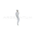 Ciondolo corno 42x10 mm placcato oro bianco in argento 925