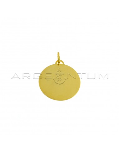 Smooth round medal ø 26 mm yellow gold plated in 925 silver