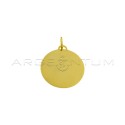 Smooth round medal ø 26 mm yellow gold plated in 925 silver
