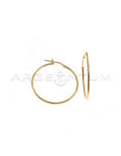Rose gold plated tubular hoop earrings with bridge clasp in 925 silver