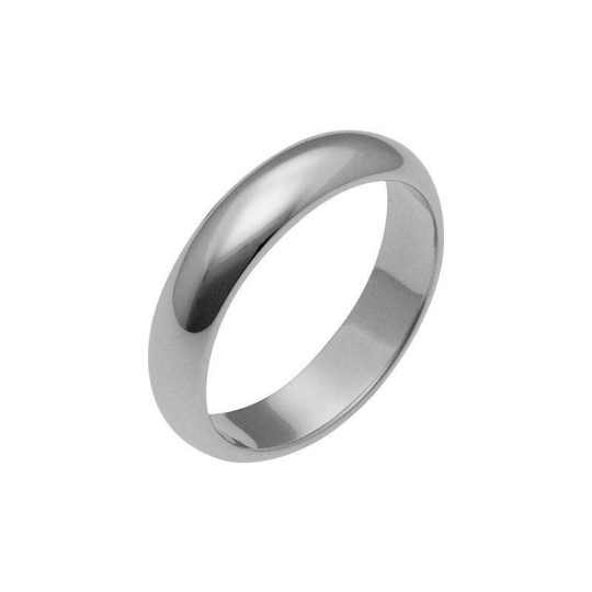 Fede liscia bombata da 5,8 mm placcata oro bianco in argento 925 (Misura 18)