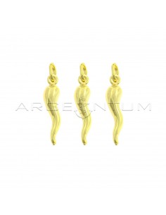 Yellow gold plated horn pendants 26x6 mm in 925 silver (3 pcs.)
