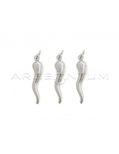 Horn pendants 26x6 mm white gold plated in 925 silver (3 pcs.)