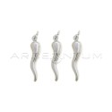 Horn pendants 26x6 mm white gold plated in 925 silver (3 pcs.)