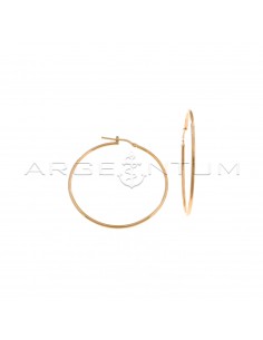 Tubular hoop earrings ø 38 mm with rose gold plated bridge clasp in 925 silver