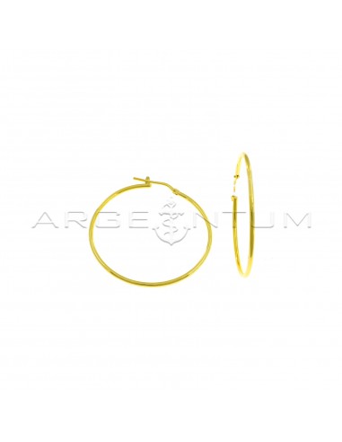Tubular hoop earrings ø 38 mm with yellow gold plated bridge clasp in 925 silver
