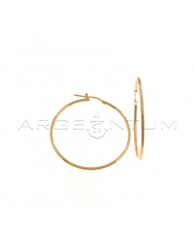 Tubular hoop earrings ø 42 mm with rose gold plated bridge clasp in 925 silver