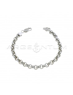 Rolo mesh bracelet ø 6.5 mm white gold plated in 925 silver