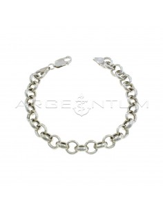 Rolo mesh bracelet ø 8.5 mm white gold plated in 925 silver