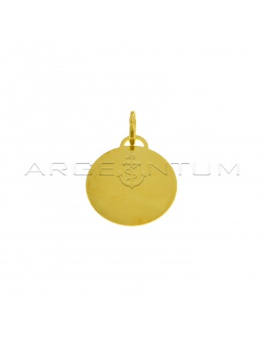 Smooth round medal ø 20 mm yellow gold plated in 925 silver