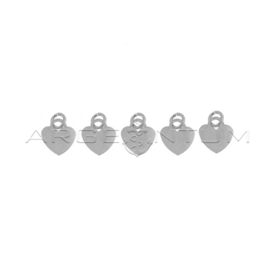 Heart pendants in white gold plated 925 silver (5 pcs.)