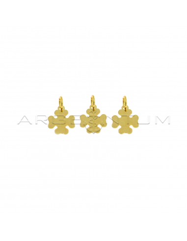 925 Silver Yellow Gold Plated Four Leaf Clover Plate Pendants (3 pcs.)