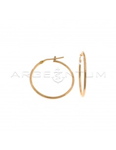 Tubular hoop earrings ø 28 mm with rose gold plated bridge clasp in 925 silver