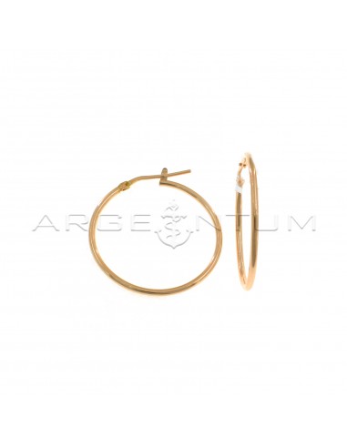 Tubular hoop earrings ø 28 mm with rose gold plated bridge clasp in 925 silver