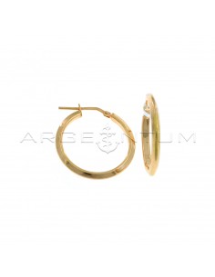 Triangular section hoop earrings ø 24 mm with rose gold plated bridge clasp in 925 silver