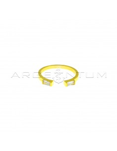Adjustable ring with white baguette zircons, yellow gold plated in 925 silver