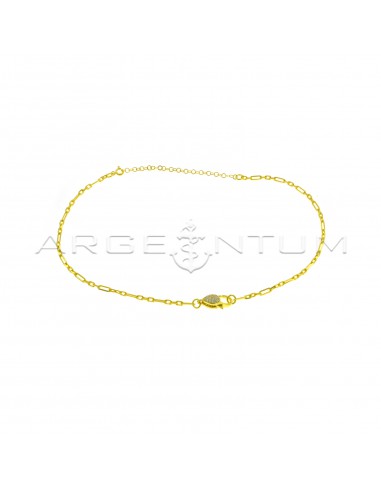3 1 rectangular link necklace with yellow gold plated yellow gold plated central snap hook in 925 silver
