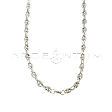 Collana maglia marina bombata da 6 mm placcata oro bianco in argento 925 (60 cm)