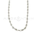 White gold plated 6 mm rounded marine link necklace in 925 silver (60 cm)