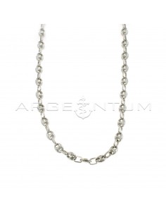 White gold plated 6 mm rounded marine link necklace in 925 silver (50 cm)