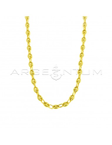 Yellow gold plated 6 mm rounded marine link necklace in 925 silver (60 cm)
