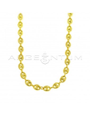 8 mm yellow gold plated rounded marine link necklace in 925 silver (60 cm)