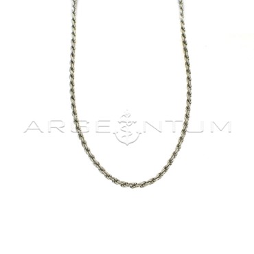 White gold plated 2.5 mm rope link necklace in 925 silver