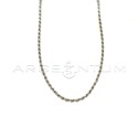 White gold plated 2.5 mm rope link necklace in 925 silver