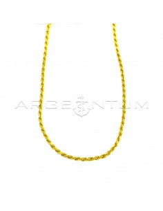 Yellow gold plated 2.5 mm rope link necklace in 925 silver