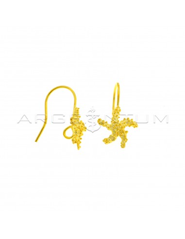 Yellow gold plated yellow gold plated starfish hook earrings with open back link in 925 silver