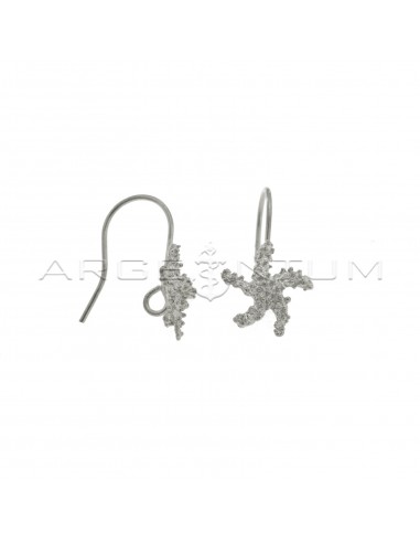 White gold plated white gold plated starfish hook earrings with open back link in 925 silver