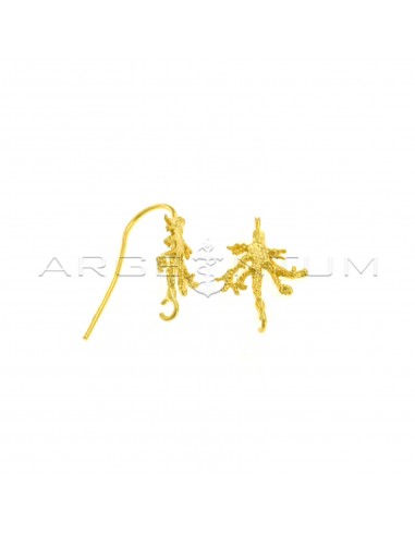 Attachments for hook earrings coral branch dotted with open central link yellow gold plated in 925 silver
