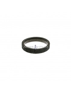 Ruthenium-plated black zirconia pave band ring in 925 silver (Size 14)
