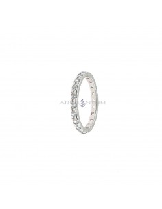 Eternity ring with 2 mm white zircons plated white gold in 925 silver (Size 10)