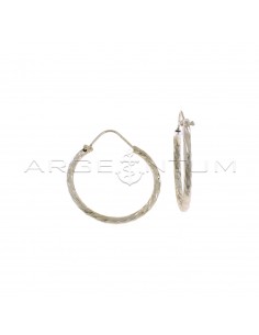 White gold plated cross earrings ø 25 mm in 925 silver