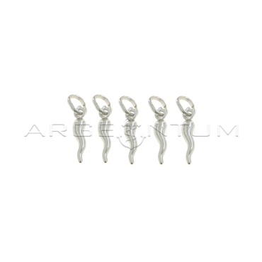 Pendants horns 4x14 mm white gold plated in 925 silver (5 pcs.)