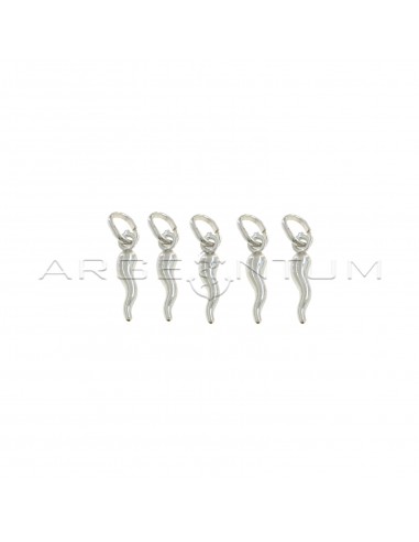Pendants horns 4x14 mm white gold plated in 925 silver (5 pcs.)