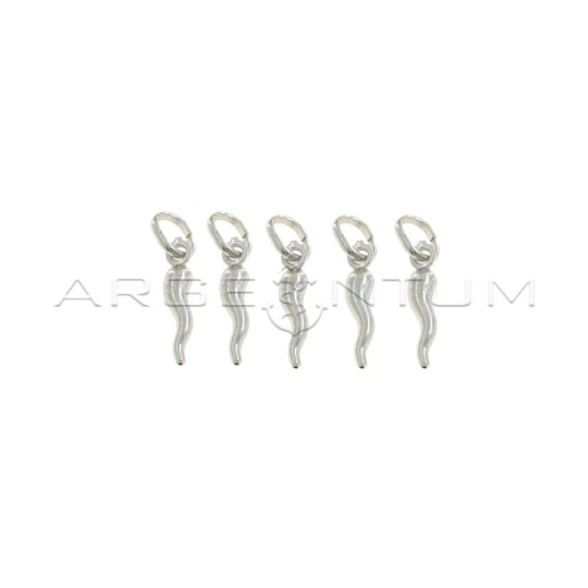 Ciondoli corni 4x14 mm placcati oro bianco in argento 925 (5 pz.)
