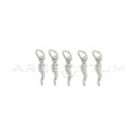 Pendants horns 4x14 mm white gold plated in 925 silver (5 pcs.)