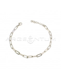 White gold plated biscuit link bracelet in 925 silver