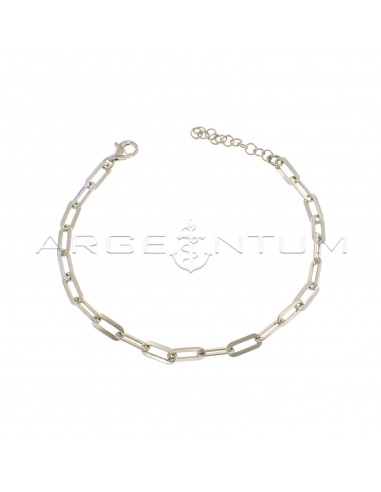 White gold plated biscuit link bracelet in 925 silver