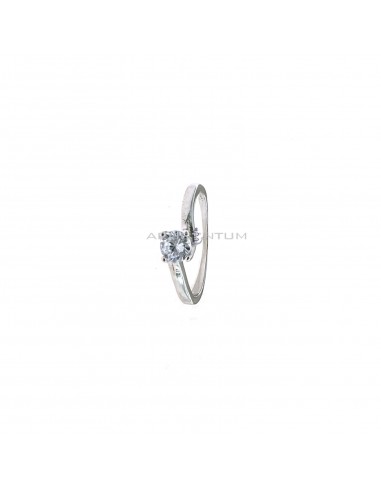 Solitaire ring with 5 mm zircon with 4 claws white gold plated in 925 silver (Size 14)
