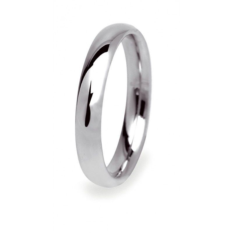 Fede liscia bombata da 3,5 mm placcata oro bianco in argento 925 (Misura 24)