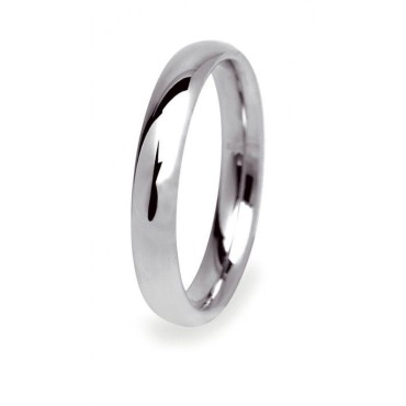 Fede liscia bombata da 3,5 mm placcata oro bianco in argento 925 (Misura 25)