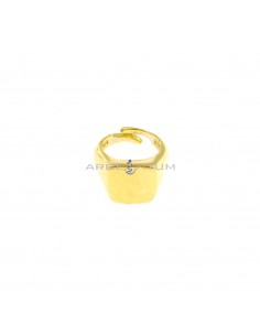 Yellow gold plated square shield adjustable pinky ring in 925 silver