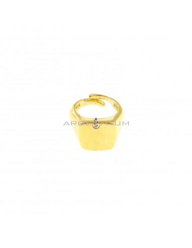 Yellow gold plated square shield adjustable pinky ring in 925 silver