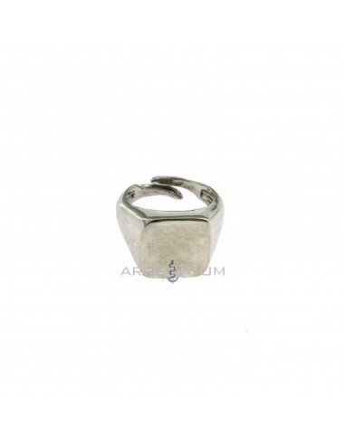 White gold plated square shield adjustable pinky ring in 925 silver